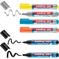 edding 385/380/383 Flipchart-Marker farbsortiert 1,0 - 5,0 mm, 6 St. von Edding