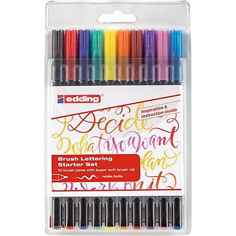 edding Brush Lettering Starter-Set, 10 Stifte von Edding