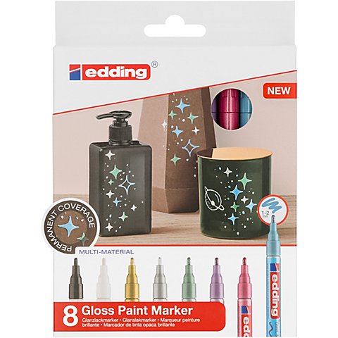 edding Glanzlackmarker, Metallic, 8 Stifte von Edding