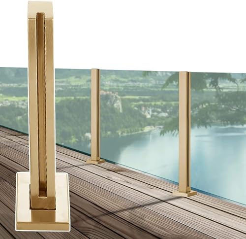 EdfYHSL Quadratischer Glasgeländerpfosten, Metall, Glas, Balustradenverbinder, Klemme für Terrasse, Balkon, Plattform für Balkon und Terrasse, Treppe (Endpfosten, 85 cm) von EdfYHSL