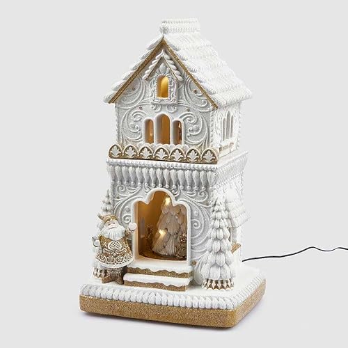 EDG Enzo De Gasperi Diorama Haus Weihnachten Marzipan MiniLed H 47 Cm L 26 Cm L 23 Cm Weiß Braun von Edg