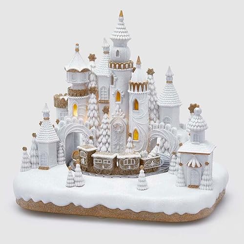 EDG Enzo De Gasperi Diorama Schloss Weihnachten Marzipan MiniLed H 34 Cm L 36 Cm L 26 Cm Weiß Braun von Edg