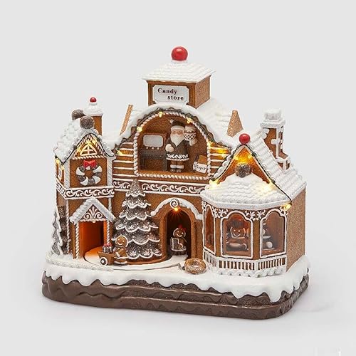 EDG Enzo De Gasperi Diorama Weihnachtshaus Marzipan mit Santa H 30 Cm L 31 Cm L 17 Cm LED Hazelnut von Edg