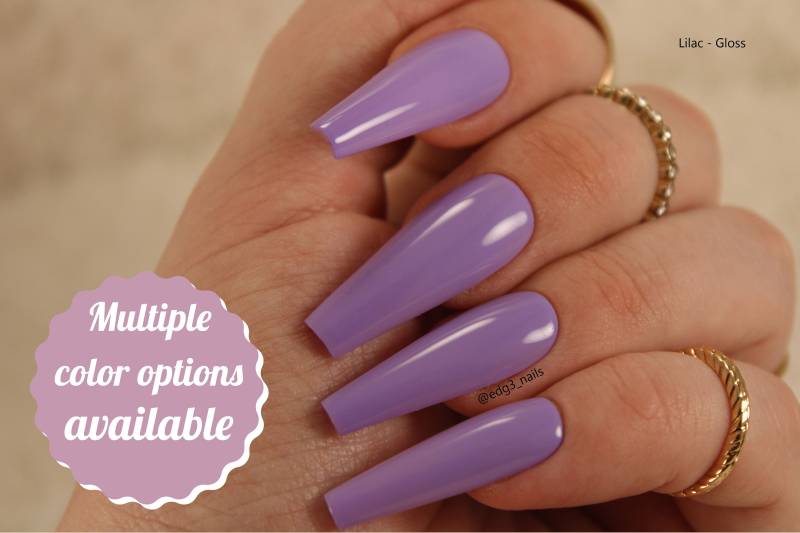 Basic Lila Press On Nail Set - Nägel 10Er Lavendel Flieder Mauve von EdgeNail