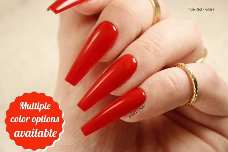 Basic Red Press On Nail Set - Rote Nägel 10Er Cherry Brick Blutorange Rot von EdgeNail