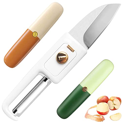 EdirFtra 2 STÜCKE Gemüseschäler, 2 in 1 Schäler & Obstmesser, Tragbare Dual Head Peeler, Dual Function Peeler Messer Set, Kartoffelschäler, Große Küche Gadget,A von EdirFtra