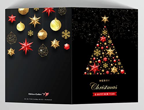 EDITION COLIBRI 10 Weihnachtskarten: Festlicher Weihnachtsbaum mit Umschlag/Kuvert - 10 St. elegante Klappkarten mit Christbaum-Motiv im Set mit passenden Umschlägen, christmas tree (11133) von Edition Colibri