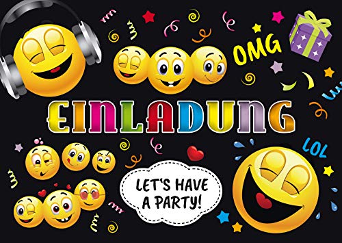 EDITION COLIBRI 10 Smiley-Einladungen: Geburtstagseinladungen Kinder mit Emoticon, lustige Einladungskarten Smiley-/Emoji zum Geburtstag, Mädchen/Jungen, 10-er Set, (11016DE) von Edition Colibri