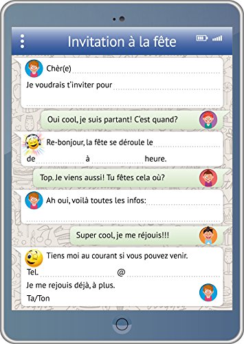 Edition Colibri (10730 FR Einladungen auf Französisch Tablet: 10 lustige Einladungskarten mit WhatsApp und Smileys/Emoticons für einen Kindergeburtstag von Edition Colibri