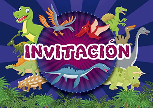 Edition Colibri 10 Einladungen Kindergeburtstag Spanisch "DINOSAURIO": 10 Einladungen mit vielen bunten Dinosauriern (11075) von Edition Colibri