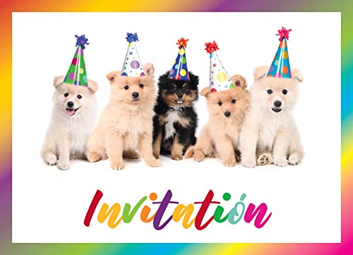 Edition Colibri 10 Einladungen für Kindergeburtstag, Spanisch "Fünf Hunde": 10 lustige Einladungen mit niedlichen Welpen (11077) von Edition Colibri