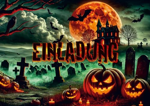 Edition Colibri 10 Einladungen Halloween - Friedhof: Einladungskarten Erwachsene/Kinder für Grusel-, Horror-Party, Set, gruselig, Vampir, schwarz (11149DE) von Edition Colibri