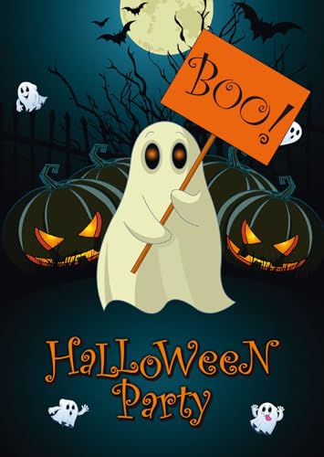 Edition Colibri 10 Einladungen Halloween Gespenst Boo: Einladungskarten für eine gruselige Party für Kinder mit niedlichem Geist/Schlossgespenst (11147DE) von Edition Colibri