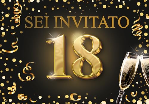 Edition Colibri Einladungskarten zum 18. Geburtstag 10er Set A6 Karten Set zum Ausfüllen Einladung Jubiläum Party Schwarz Gold von Edition Colibri