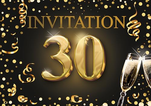 Edition Colibri Einladungskarten zum 30 Geburtstag 10er Set DIN A6 Karten Set zum Ausfüllen, Einladung, Jubiläum, Party, Schwarz, Gold von Edition Colibri