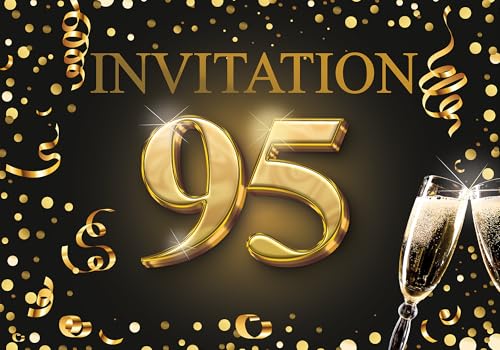 Edition Colibri Geburtstag Einladungskarten zum 95 Geburtstag 10er Set DIN A6 Karten Set zum Ausfüllen Einladung Jubiläum Party Schwarz Gold von Edition Colibri