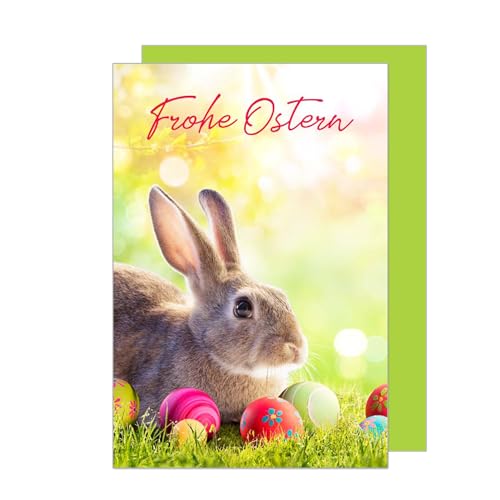 Edition Seidel Premium Grußkarte zu Ostern mit Umschlag. Osterkarte Glückwunschkarte Klappkarte Karte Ostergrüße Frohe Ostern Frühling bunt Osterei Osterhase Eiersuche (O173) von Edition Seidel