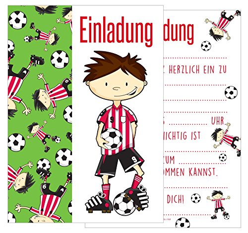 Edition Seidel Set 12 Einladungskarten Einladungen Kindergeburtstag Geburtstag Party Jungen mit Fußball Fussball-Motiv Postkarte Einladung von Edition Seidel