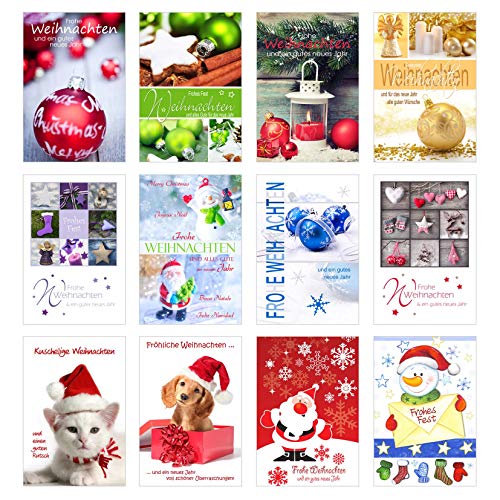 Edition Seidel Set 12 Weihnachtskarten mit Umschlag. Weihnachten Karte (Doppelkarten/Klappkarten mit Briefumschlag). Postkarte Weihnachtspostkarte von Edition Seidel