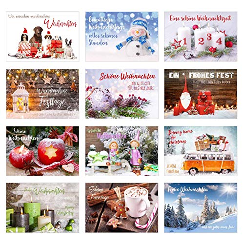 Edition Seidel Set 12 exklusive Premium Weihnachtskarten mit Umschlag. Doppelkarten/Klappkarten mit Briefumschlag. Weihnachten Karte Postkarte Weihnachtspostkarte von Edition Seidel