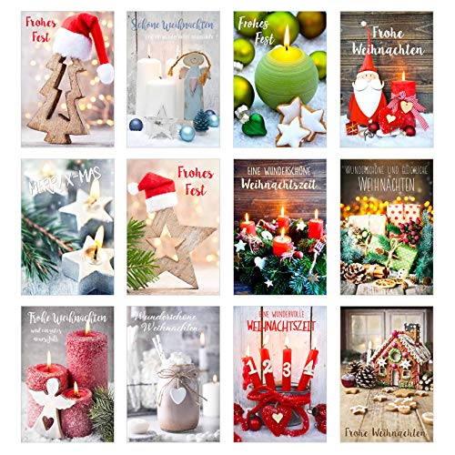 Edition Seidel Set 12 exklusive Premium Weihnachtskarten mit Umschlag. Doppelkarten/Klappkarten mit Briefumschlag. Weihnachten Karte Postkarte Weihnachtspostkarte von Edition Seidel