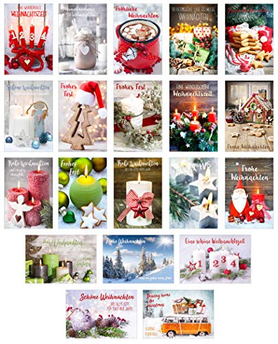 Edition Seidel Set 20 exklusive Premium Weihnachtskarten mit Umschlag. Doppelkarten/Klappkarten mit Briefumschlag. Weihnachten Karte Postkarte Weihnachtspostkarte von Edition Seidel
