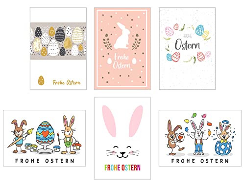 Edition Seidel Set 6 Premium Osterkarten mit Umschlag (Doppelkarten Klappkarten Glückwunschkarten) Karte Postkarte Ostern (SW02) von Edition Seidel