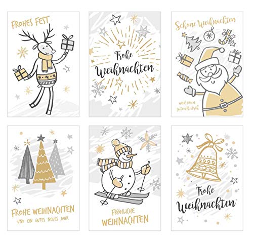 Edition Seidel Set exklusive Premium Weihnachtskarten mit Umschlag. Doppelkarten/Klappkarten mit Briefumschlag. Weihnachten Karte Postkarte Weihnachtspostkarte (Set 3, 6 Karten) von Edition Seidel