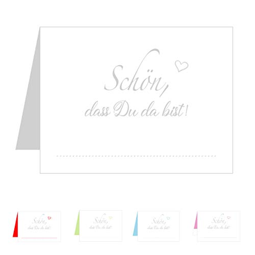 Set 25 Premium Tischkarten Platzkarten Namenskarten Hochzeit Geburtstag Taufe Kommunion Konfirmation Firmung Jugendweihe Feier Jubiläum (Herzen Silber Grau, 25 Karten) von Edition Seidel