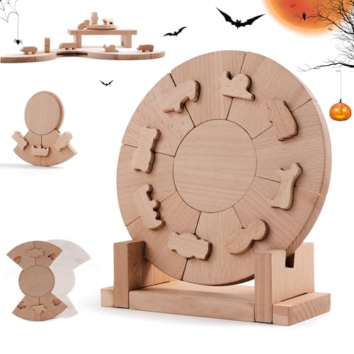 3D Puzzle Kinder Holzpuzzle für Kinder ab 3 Jahren, Tierform Interlocking Holz Disc Puzzle mit Stand, Montessori Lernspielzeug für Kinder 4 5 6 Jahre, Holzbausatz steckpuzzle Jungen & Mädchen Geschenk von Edyfico