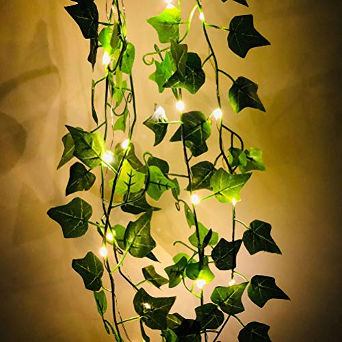 Eeneme 1 Stück Efeu Künstlich Licht, 10M Künstlich Efeu Girlande, Hängende Lichterkette mit 100 LED Lichterketten Garten, Hochzeit, Party, Schlafzimmer, Wand Deko(Keine von Eeneme