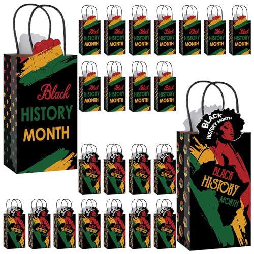 Eersida 50 Stück Juneteenth Party Geschenktüten BHM Happy Juneteenth Papiertüten mit Griffen Bulk Black History Month Geschenktüten für afrikanische amerikanische Unabhängigkeitstag Goody Favors 19. von Eersida