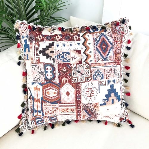 Eestfy Boho Kissenbezug Für Couch – Stilvoller Jacquardstoff – Handgefertigte Details Mit Unsichtbarem Reißverschluss – Gemütlich Und Bequem Für Home Decor,Creamy von Eestfy