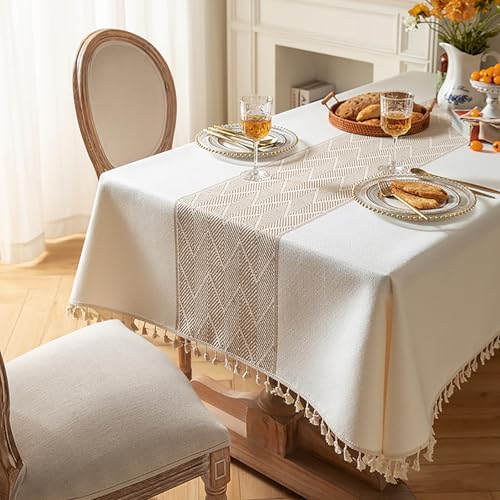 Eestfy Elegante Jacquard-Tischdecke – hochwertige Baumwoll-Leinen-Mischung – rutschfest und hitzebeständig – ideal für Essen und Büro,Miyaki,100×160cm von Eestfy