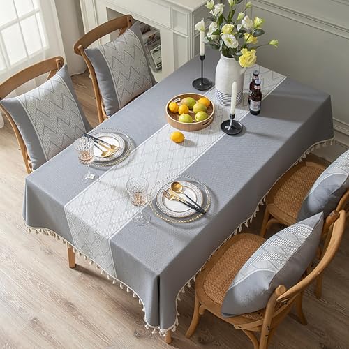 Eestfy Elegante Jacquard-Tischdecke – hochwertige Baumwoll-Leinen-Mischung – rutschfest und hitzebeständig – ideal für Essen und Büro,Miyaki Gray,120×160cm von Eestfy