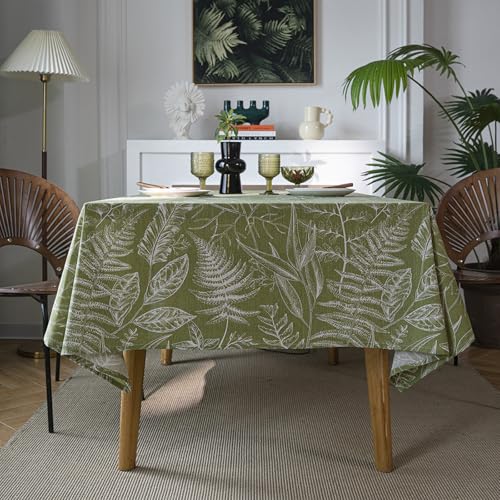 Eestfy Elegante Tischdecke mit Blattdruck – weicher Mischstoff zum Essen – ideal für Wohn- und Partydekoration – langlebig und stilvoll,Green Maple,140×160cm von Eestfy