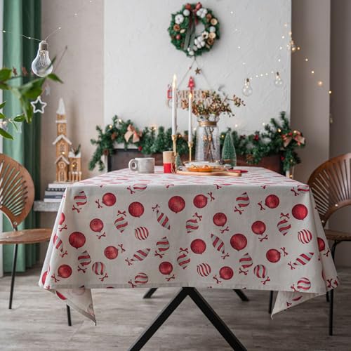 Eestfy Elegante Tischdecke mit Blattdruck – weicher Mischstoff zum Essen – ideal für Wohn- und Partydekoration – langlebig und stilvoll,Red Candy,100×140cm von Eestfy