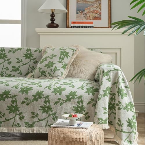 Eestfy Sofaüberwurf für 3-Sitzer-Couch – geometrischer Jacquardstoff, Kratzfest, ideal für Wohnzimmer und Festliche Anlässe,Green Rose,180×260cm von Eestfy