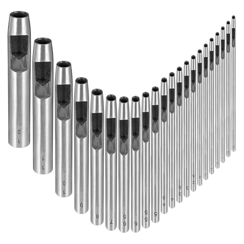 Eeuye Leder-Lochstanzer, 22-Teiliger Leder-Lochstanzer, 0,5-12 mm, Kreislochstanzer, Metall-Hohlstanzer-Set von Eeuye