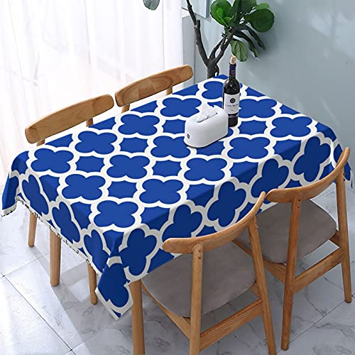 Tischdecken, waschbare Tischdecke für Küche, Esszimmer, Dekoration, Outdoor-Party, 137 x 183 cm, Kobaltblau, Vierpass-Gitter von EgoMed