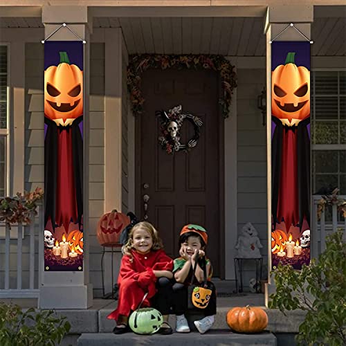 Halloween Tür Dekorationen Kürbis Banner Deko Couplet Veranda Schilder Kürbis Dämon Türvorhang für Halloween Party Outdoor Indoor Home Office Tür Wand Dekorationen von Egooesam