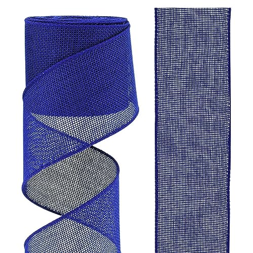 Egurs 10 Yard Juteband Bunt Sackleinen Band Vintage Geschenkband Breit Leinenband Schleife Band Dekoband für Geschenkver Packung DIY Handwerk Floristik Hochzeit Weihnachtsfeier Party Deko Blau 4cm von Egurs