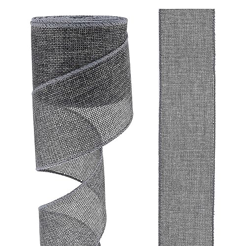 Egurs 10 Yard Juteband Bunt Sackleinen Band Vintage Geschenkband Breit Leinenband Schleife Band Dekoband für Geschenkver Packung DIY Handwerk Floristik Hochzeit Weihnachtsfeier Party Deko Grau 6.3cm von Egurs