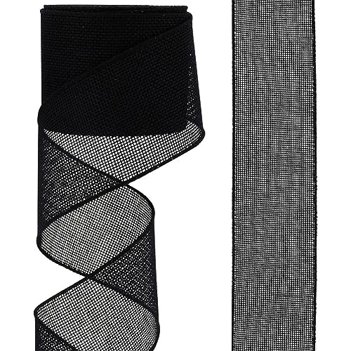 Egurs 10 Yard Juteband Bunt Sackleinen Band Vintage Geschenkband Breit Leinenband Schleife Dekoband für Geschenkver Packung DIY Handwerk Floristik Hochzeit Weihnachtsfeier Party Deko Schwarz 6.3cm von Egurs