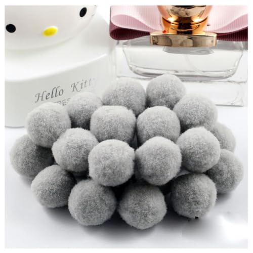 Egurs 100 Stück 3cm Pom poms Pompons zum Basteln Flauschige Bälle Hohe Elastische Kleine Pompons Plüsch Bälle 30mm Bunte Bommeln Bälle für DIY Kreative Handwerk Dekoration hellgrau 100 Stück von Egurs