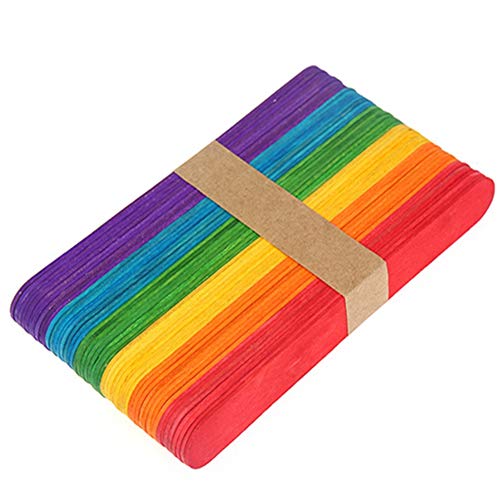 Egurs 100 Stück Bunte Holz Eisstiele Holzstäbchen Holzspatel DIY Sticks Handwerk Stöcke 9.3 * 1cm von Egurs