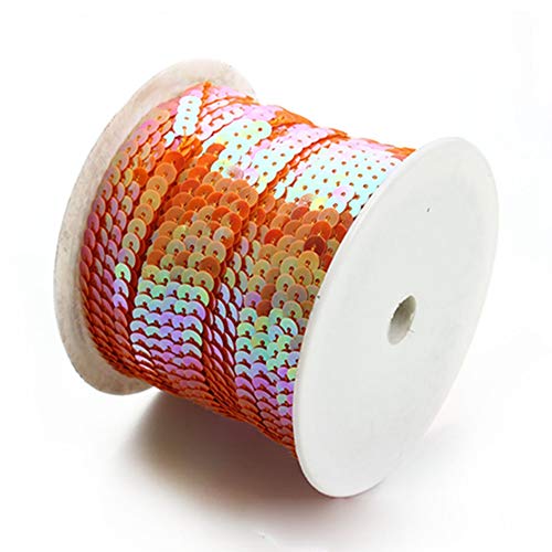 Egurs 100 Yard 6mm Paillettenband Glitzer Pailletten Bänder für Home Deko Hochzeit Handwerk Basteln Tanzbekleidungen Hut UVM. Orange von Egurs