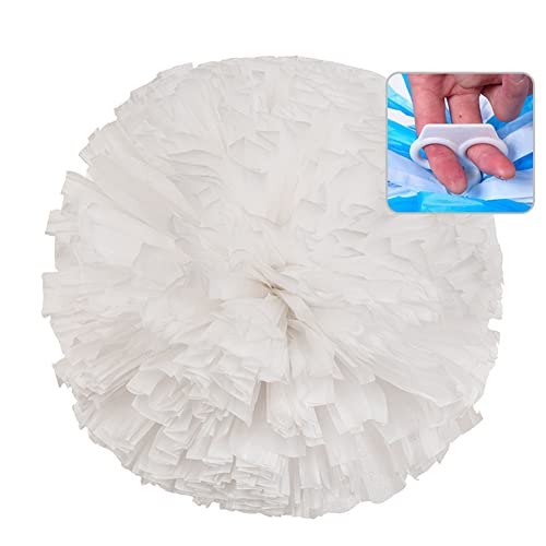 Egurs 2 Stück Cheerleader Pom Poms mit Ring Cheerleader Pompons Handblumen Round Tanz Cheer Poms für Kinder Erwachsene Sportwettbewerb Urlaub Feiern Tanzparty Team Geist Weiß L=35CM von Egurs