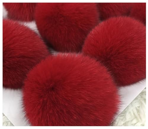 Egurs 2 Stücke Kunstfell Bommel Pompon Fellbommel Fuchspelz Flauschige Pompons Ball DIY Bunte Bommeln bälle für Mützen Tasche Schals Schlüsselanhänger Dekoration Zubehör,9cm Rot 2 Stück von Egurs