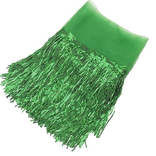 Egurs 20 Yard x 20cm Glitzer Fransenborte Pailletten Quaste Fransen Zierband Fransenband Lange Fringe Trim Band Borte Fransenbordüre Quastenbesatz Dekoband Zierband Tanzfransen Nähzubehör Grün von Egurs